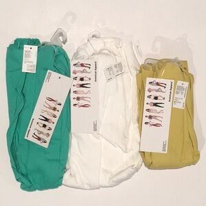 American Apparel Scarves in Teal, White, and Yellow